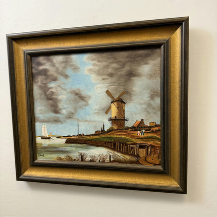 Vintage Scenery Oil Painting "Old Windmill" Elegant Artwork Holland Art Shop