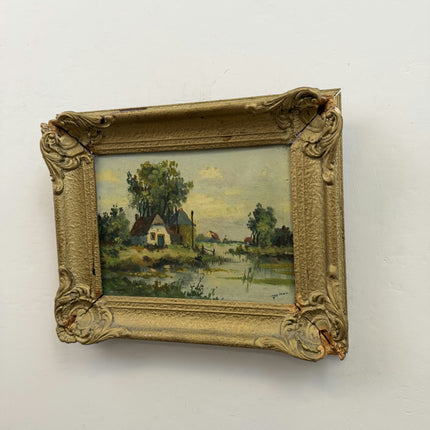 Refined Landscape Oil Painting "Thatched Cottage" Classic Small Art Holland Art Shop