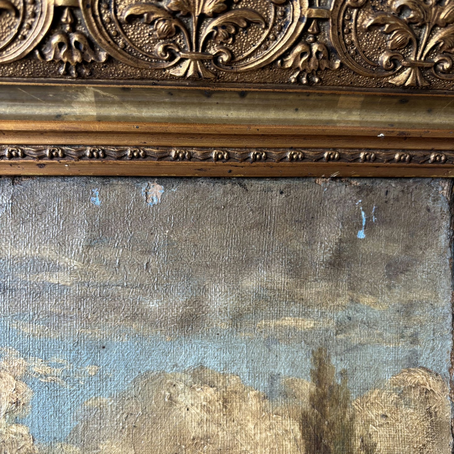 Antique Oil Painting Landscape "Farmhouse Scene" Original Medium Art