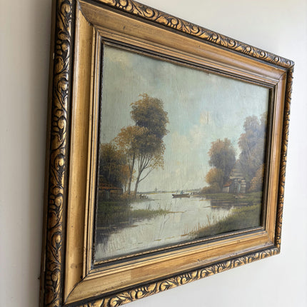 Rustic Landscape Oil Painting "Gilded Frame" Authentic Art Holland Art Shop
