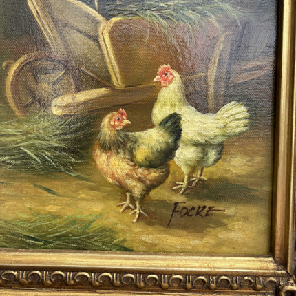 Handcrafted Animals Oil Painting "Rooster Perch" Vintage Small Artwork Holland Art Shop