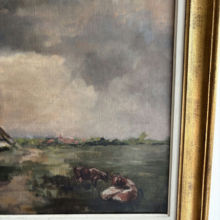 Authentic Landscape Oil Painting "Grazing Cows" Vintage Art Holland Art Shop