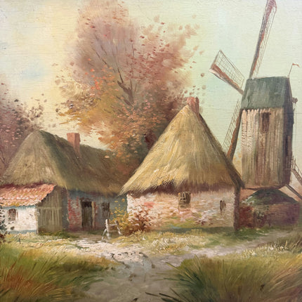 Elegant Landscape Oil Painting "Thatched Roofs" Handcrafted Large Art Holland Art Shop