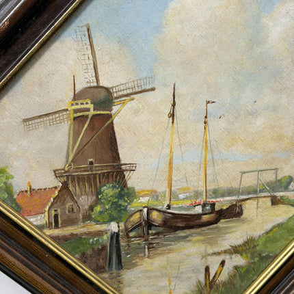Traditional Still Life Oil Painting "Dutch Windmill" Timeless Small Art Holland Art Shop