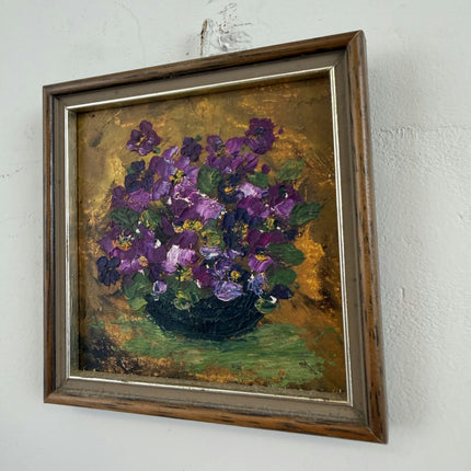 Expressive Floral Still Life Oil Painting "Violet Bouquet" Small Artwork Holland Art Shop