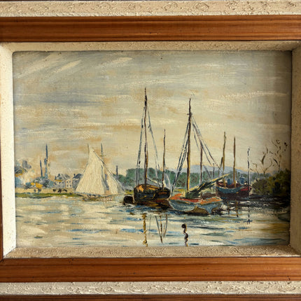 Elegant Harbor Scene Oil Painting "Framed Painting" Detailed Small Art Holland Art Shop