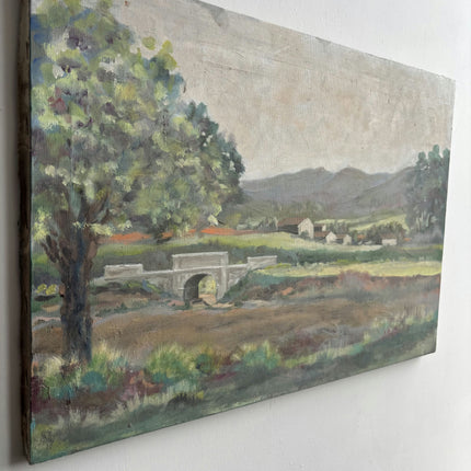 Expressive Landscape Oil Painting "Stone Bridge" Handcrafted Art Holland Art Shop
