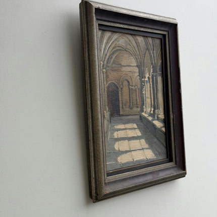 Jean Dohmen 1944 Church Interior Oil Painting "Arched Corridor" Artwork Holland Art Shop
