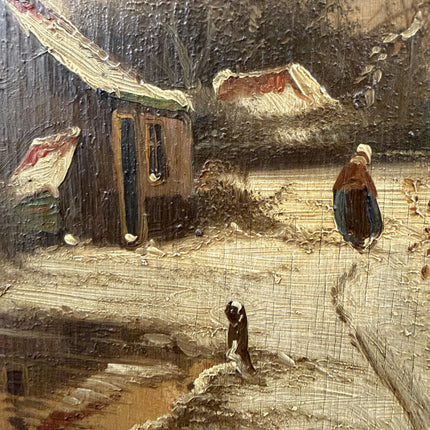 Rustic Winter Landscape Oil Painting "Ornate Frame" Authentic Artwork Holland Art Shop