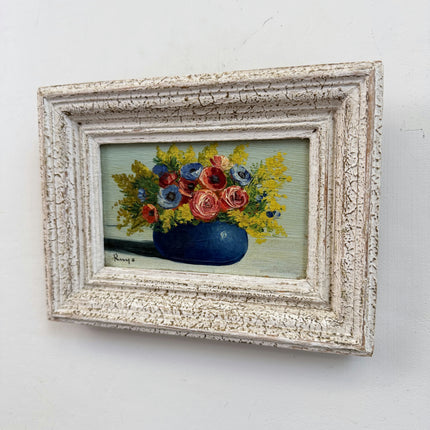 Authentic Floral Still Life Oil Painting "Blue Vase" Vintage Small Art Holland Art Shop