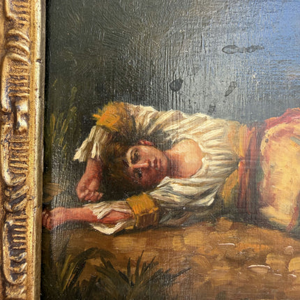 Authentic Figurative Oil Painting "Gilded Frame" Vintage Small Art Holland Art Shop