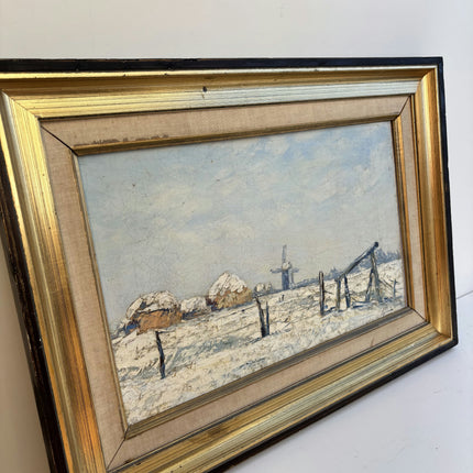 Expressive Winter Landscape Oil Painting "Snow Fence" Detailed Art Holland Art Shop