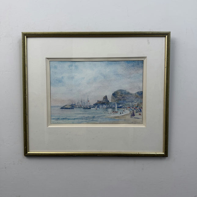 Refined Harbor Scene Aquarel "Sailboat Fleet" Elegant Art Holland Art Shop