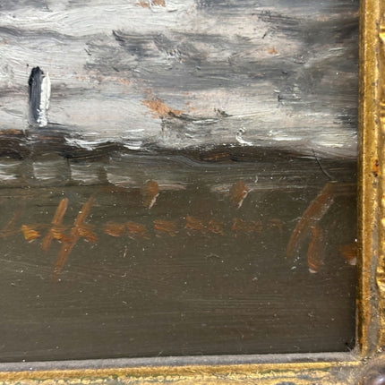 Detailed Winter Landscape Oil Painting "Gilded Frame" Elegant Small Artwork Holland Art Shop