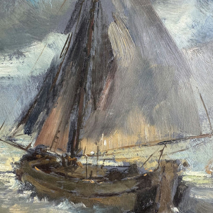Expressive Seascape Oil Painting "Sailing Boat" Timeless Small Art Holland Art Shop