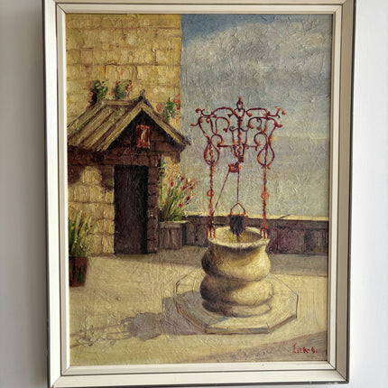 Traditional Scenery Oil Painting "Garden Fountain" Rustic Art Holland Art Shop
