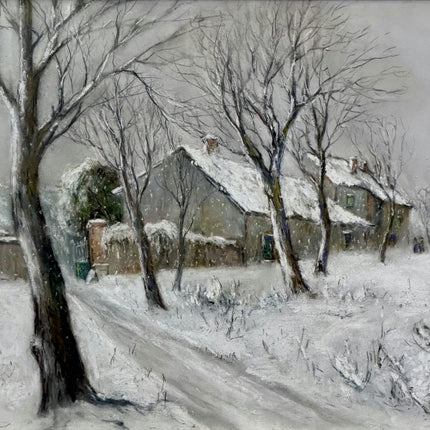 Picardo Authentic Winter Landscape Pastel "Snowy Cottage" Rustic Artwork Holland Art Shop