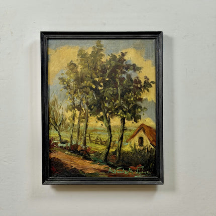 Authentic Landscape Oil Painting "Row Of Trees" Vintage Art Holland Art Shop