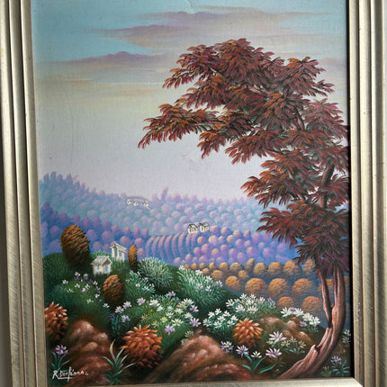 Elegant Landscape Oil Painting "Red Tree" Vintage Art Holland Art Shop