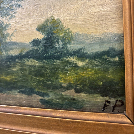 19th Century Antique Landscape Oil Painting "Thatched Cottage" Artwork Holland Art Shop