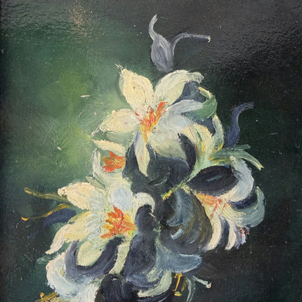 Expressive Floral Still Life Oil Painting "Flowered Vase" Vintage Small Artwork Holland Art Shop