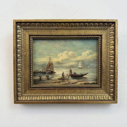 Expressive Seascape Oil Painting "Fishing Boat" Classic Small Artwork Holland Art Shop