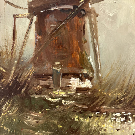 Authentic Landscape Oil Painting "Windmill Tower" Refined Artwork Holland Art Shop