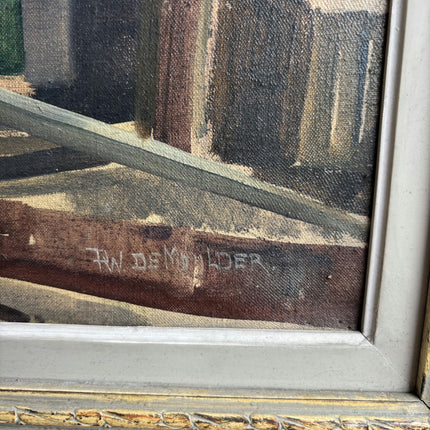 Classic Farm Oil Painting "Wooden Cart" Vintage Art Holland Art Shop