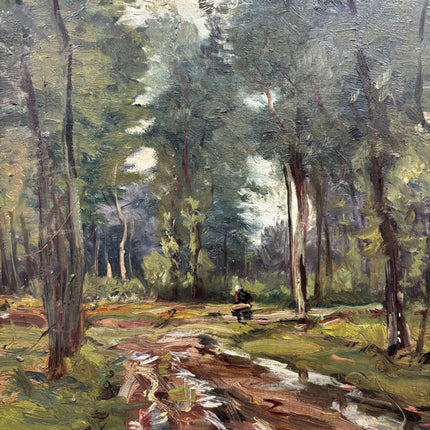 19th Century Antique Landscape Oil Painting "Forest Path" Art Holland Art Shop