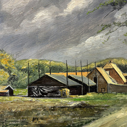Handcrafted Landscape Oil Painting "Farm Buildings" Refined Small Artwork Holland Art Shop