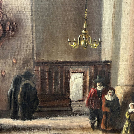 Handcrafted Church Interior Oil Painting "Stone Columns" Rustic Artwork Holland Art Shop