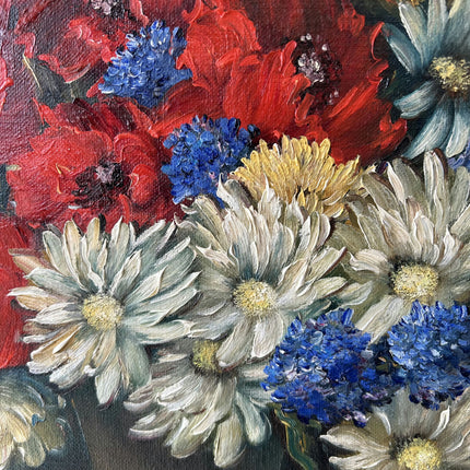 Timeless Floral Still Life Oil Painting "Canvas Backside" Authentic Artwork Holland Art Shop