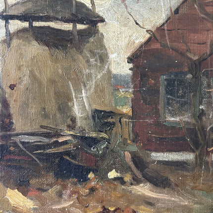 1907 Antique Landscape Oil Painting "Woman With Hat" Small Artwork Holland Art Shop