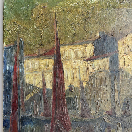 Handcrafted Harbor Scene Oil Painting "Venetian Gondola" Timeless Artwork Holland Art Shop