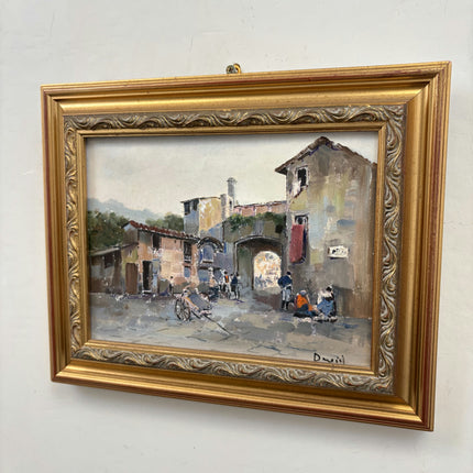 Refined Cityscape Oil Painting "Village Arch" Detailed Small Art Holland Art Shop