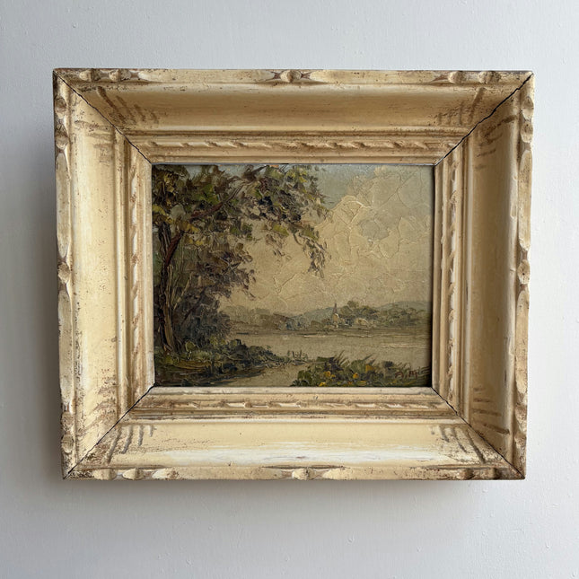 Handcrafted Landscape Oil Painting "Gilded Frame" Detailed Small Artwork Holland Art Shop