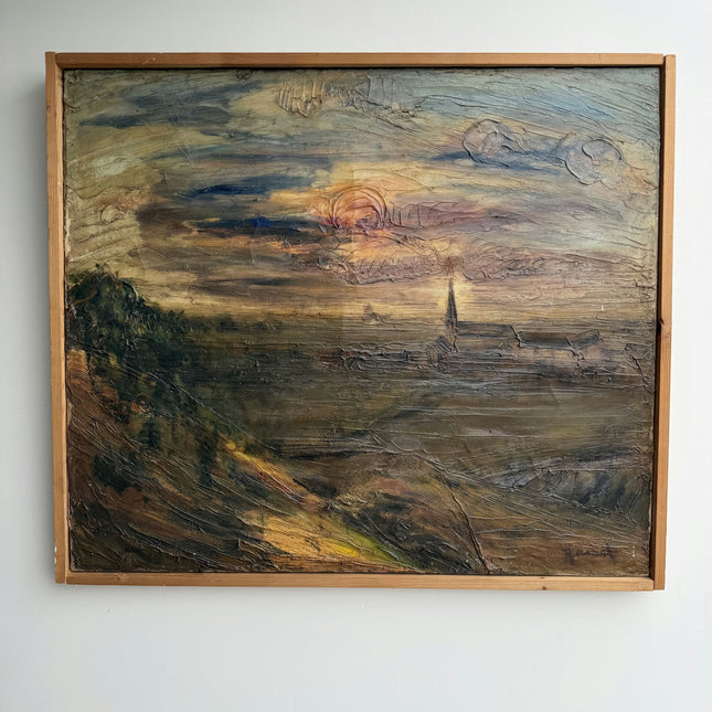 Classic Scenery Oil Painting "Setting Sun" Rustic Large Artwork Holland Art Shop