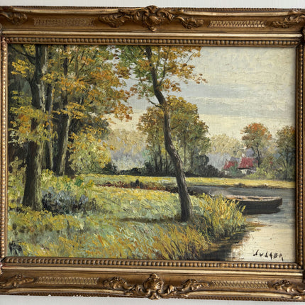 Detailed Landscape Oil Painting "Autumn Trees" Vintage Artwork Holland Art Shop