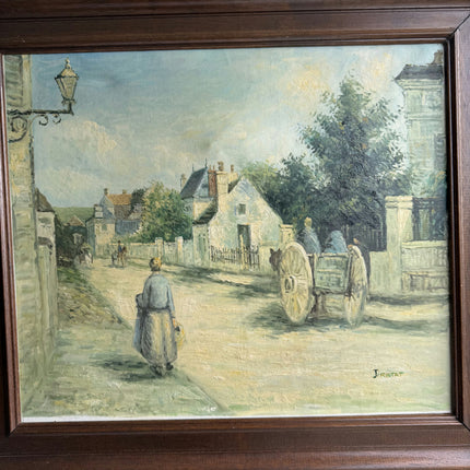 Authentic Cityscape Oil Painting "Woman Walking" Detailed Large Artwork Holland Art Shop