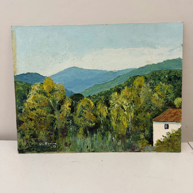 Expressive Landscape Oil Painting "Green Hills" Original Small Art Holland Art Shop