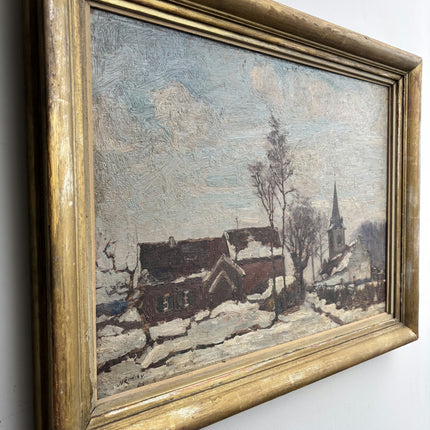 Detailed Cityscape Oil Painting "Snowy Village" Classic Art Holland Art Shop