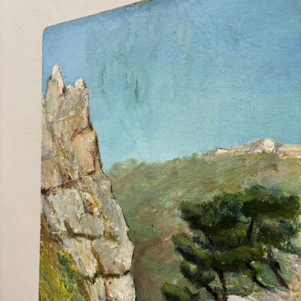 Classic Seascape Oil Painting "Rock Cliff" Rustic Small Artwork Holland Art Shop