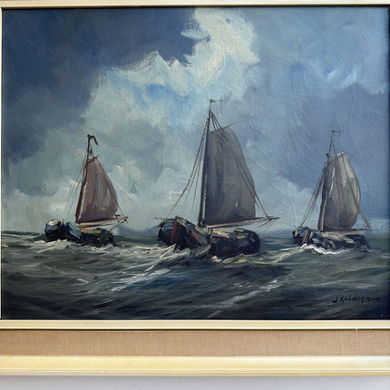 Rustic Seascape Oil Painting "Sailing Boats" Traditional Artwork Holland Art Shop