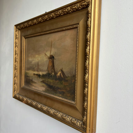 Original Landscape Oil Painting "Gilded Frame" Rustic Artwork Holland Art Shop