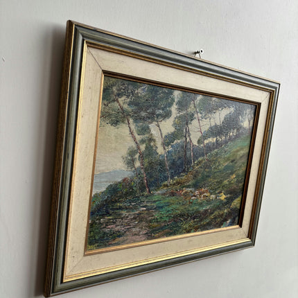 Traditional Landscape Oil Painting "Slender Pines" Vintage Art Holland Art Shop