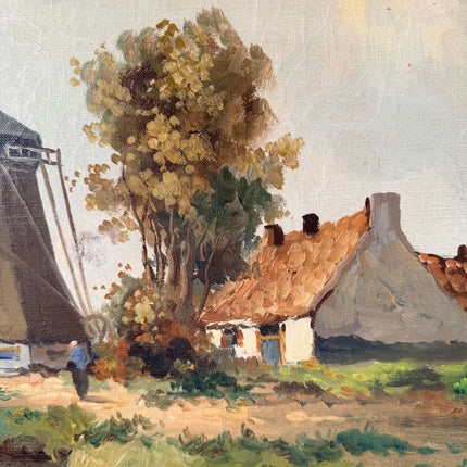 Figurative Oil Painting Landscape "Windmill Scene" Antique Large Art Holland Art Shop