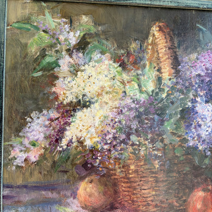 Handcrafted Floral Still Life Oil Painting "Flower Basket" Authentic Artwork Holland Art Shop