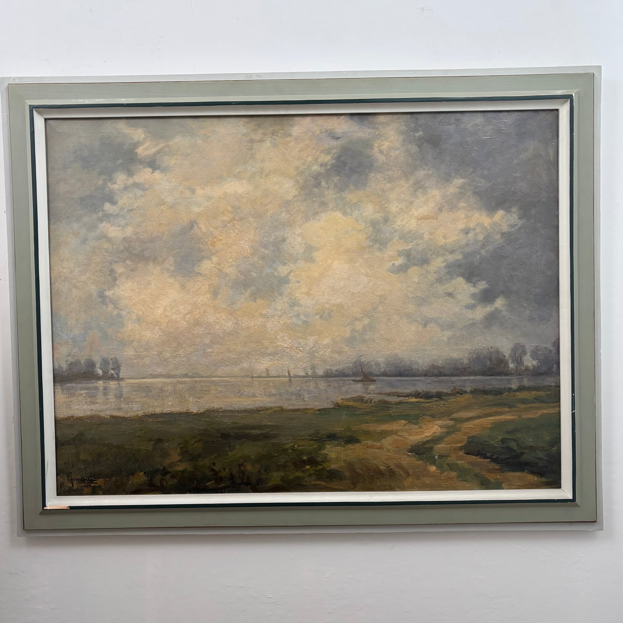 Large seascape oil painting year 1930. Sizing 115 x 89 cm