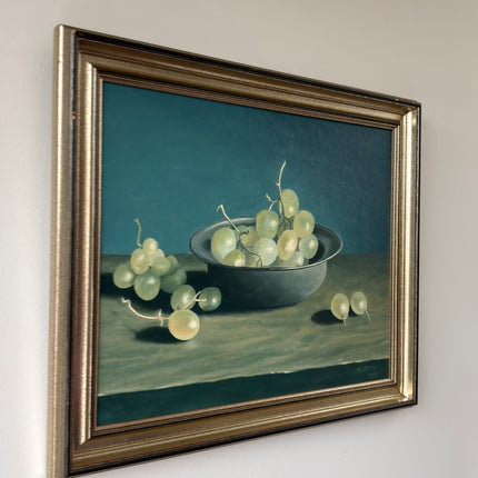 Expressive Oil Painting Still Life "Green Grapes" Refined Medium Artwork