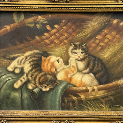 Timeless Animals Oil Painting "Three Kittens" Traditional Art Holland Art Shop